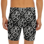 Black And White Wicca Pentagram Print Men's Long Boxer Briefs