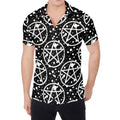 Black And White Wicca Pentagram Print Men's Shirt