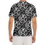 Black And White Wicca Pentagram Print Men's Short Sleeve Rash Guard