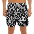 Black And White Wicca Pentagram Print Men's Split Running Shorts