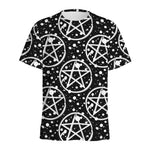 Black And White Wicca Pentagram Print Men's Sports T-Shirt