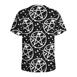 Black And White Wicca Pentagram Print Men's Sports T-Shirt