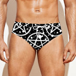 Black And White Wicca Pentagram Print Men's Swim Briefs