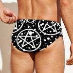 Black And White Wicca Pentagram Print Men's Swim Briefs