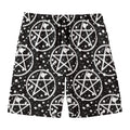 Black And White Wicca Pentagram Print Men's Swim Trunks