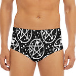 Black And White Wicca Pentagram Print Men's Triangle Swim Briefs