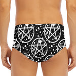 Black And White Wicca Pentagram Print Men's Triangle Swim Briefs