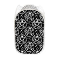 Black And White Wicca Pentagram Print Mesh Laundry Hamper