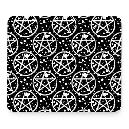 Black And White Wicca Pentagram Print Mouse Pad