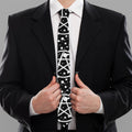 Black And White Wicca Pentagram Print Necktie