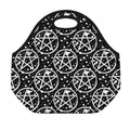 Black And White Wicca Pentagram Print Neoprene Lunch Bag