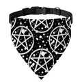 Black And White Wicca Pentagram Print Over The Collar Dog Bandana