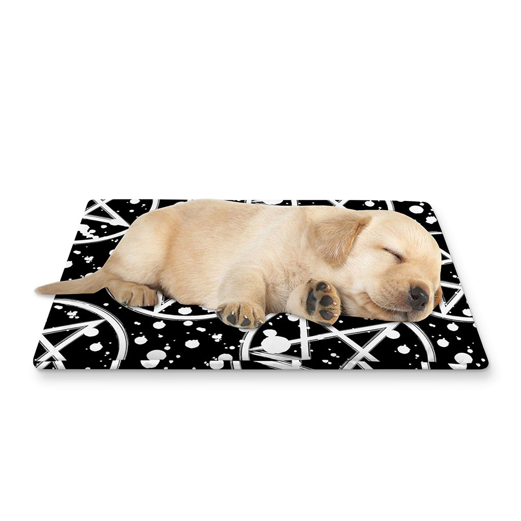 Black And White Wicca Pentagram Print Pet Cooling Mat Cover