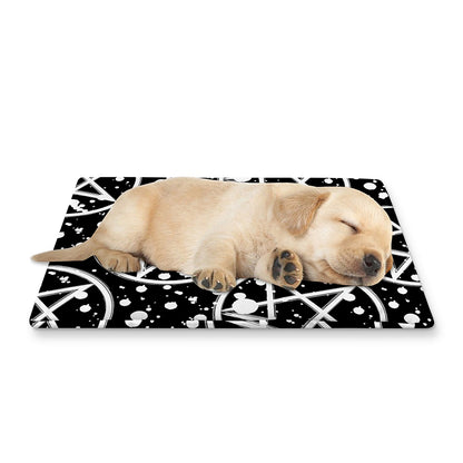 Black And White Wicca Pentagram Print Pet Cooling Mat Cover