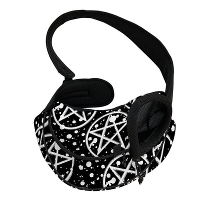 Black And White Wicca Pentagram Print Pet Sling Carrier