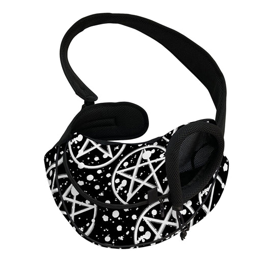 Black And White Wicca Pentagram Print Pet Sling Carrier