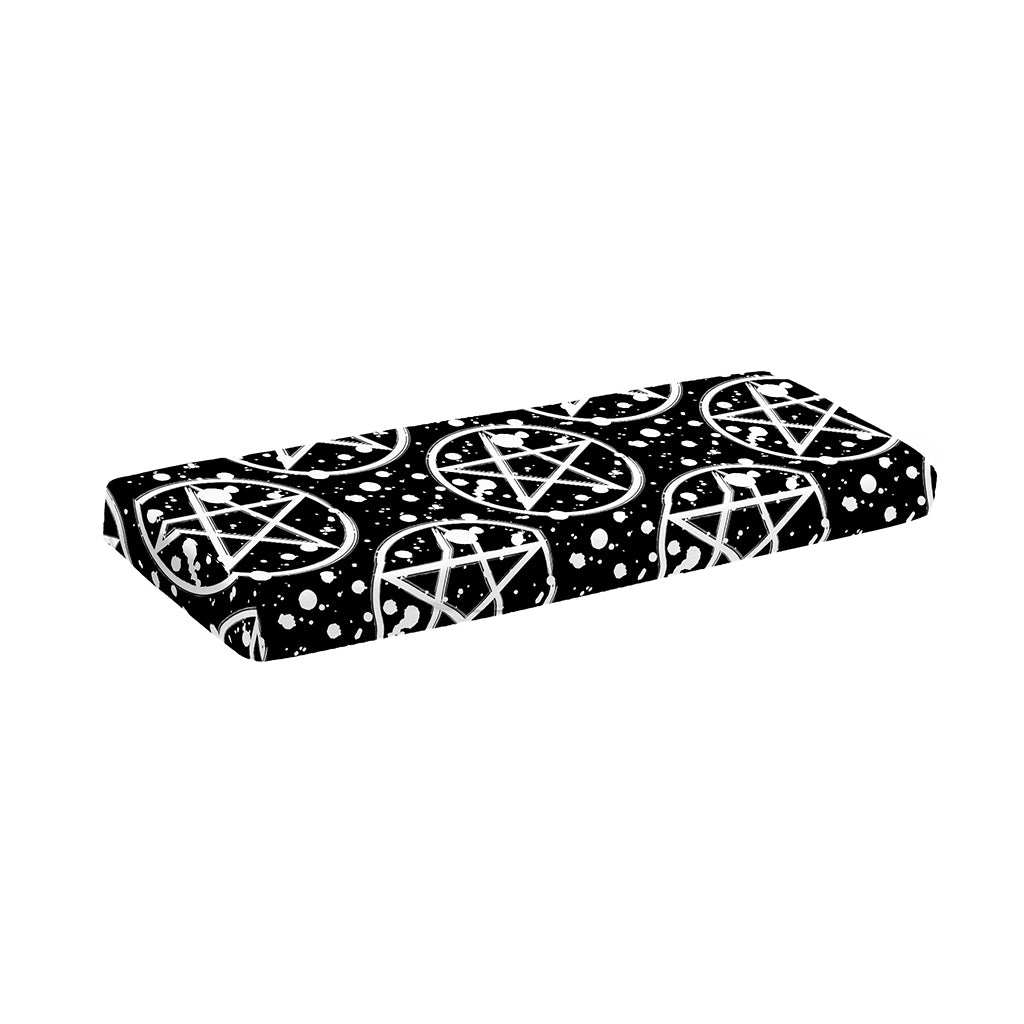 Black And White Wicca Pentagram Print Piano Keyboard Cover