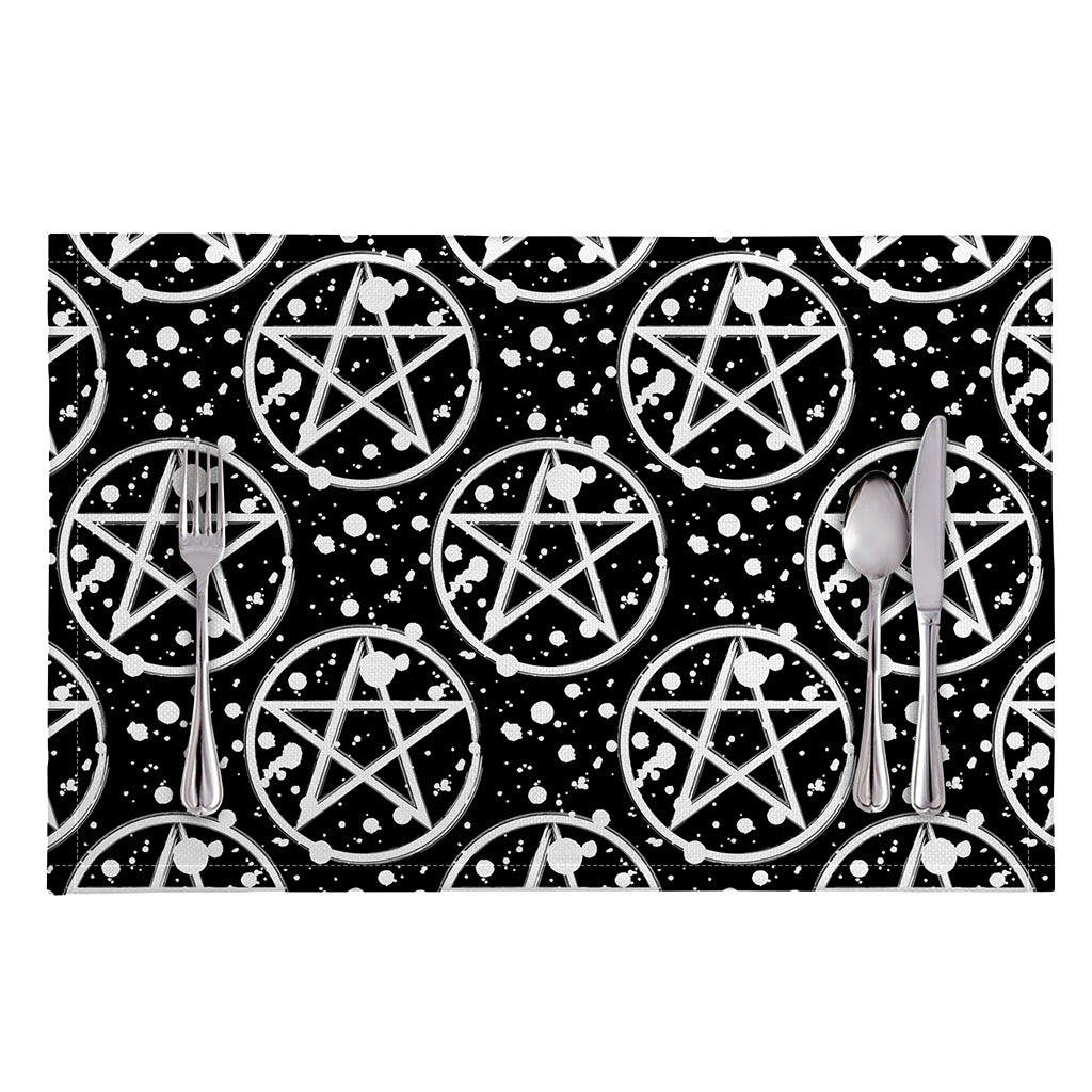 Black And White Wicca Pentagram Print Placemat
