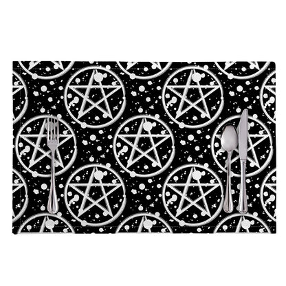 Black And White Wicca Pentagram Print Placemat