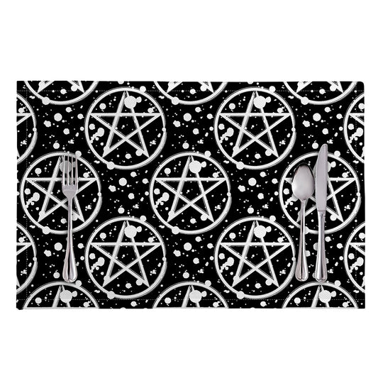 Black And White Wicca Pentagram Print Placemat