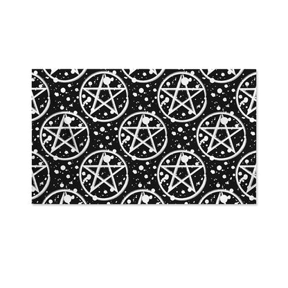 Black And White Wicca Pentagram Print Polyester Flag