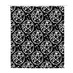 Black And White Wicca Pentagram Print Polyester Shower Curtain