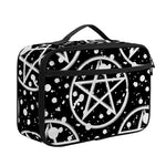 Black And White Wicca Pentagram Print Portable Lunch Bag