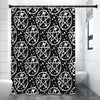 Black And White Wicca Pentagram Print Premium Shower Curtain