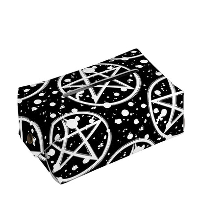 Black And White Wicca Pentagram Print Rectangle Tissue Box Cover