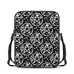 Black And White Wicca Pentagram Print Rectangular Crossbody Bag