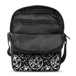 Black And White Wicca Pentagram Print Rectangular Crossbody Bag