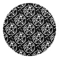 Black And White Wicca Pentagram Print Round Blanket