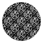 Black And White Wicca Pentagram Print Round Blanket