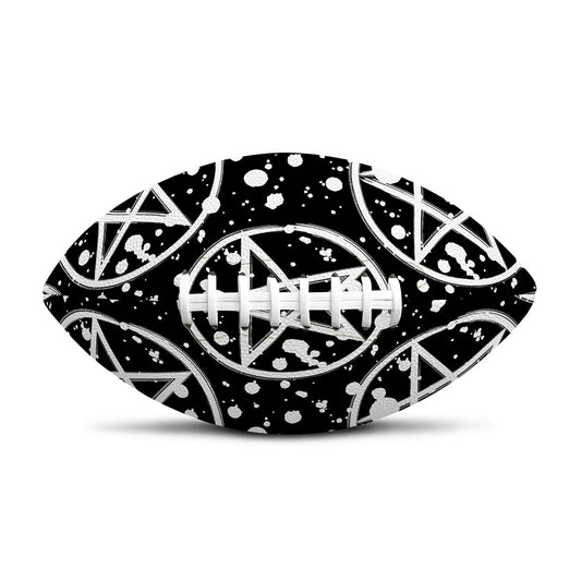 Black And White Wicca Pentagram Print Rugby Ball