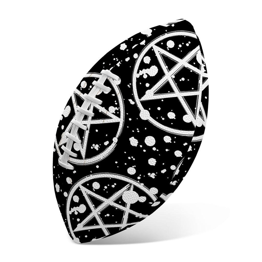 Black And White Wicca Pentagram Print Rugby Ball