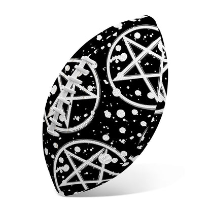 Black And White Wicca Pentagram Print Rugby Ball