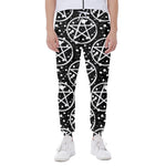 Black And White Wicca Pentagram Print Scuba Joggers