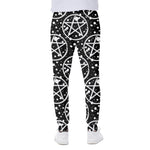 Black And White Wicca Pentagram Print Scuba Joggers