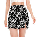 Black And White Wicca Pentagram Print Side Slit Mini Skirt