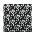 Black And White Wicca Pentagram Print Silk Bandana
