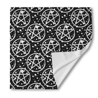 Black And White Wicca Pentagram Print Silk Bandana