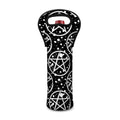 Black And White Wicca Pentagram Print Single Neoprene Wine Tote