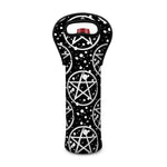 Black And White Wicca Pentagram Print Single Neoprene Wine Tote