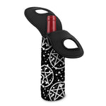 Black And White Wicca Pentagram Print Single Neoprene Wine Tote