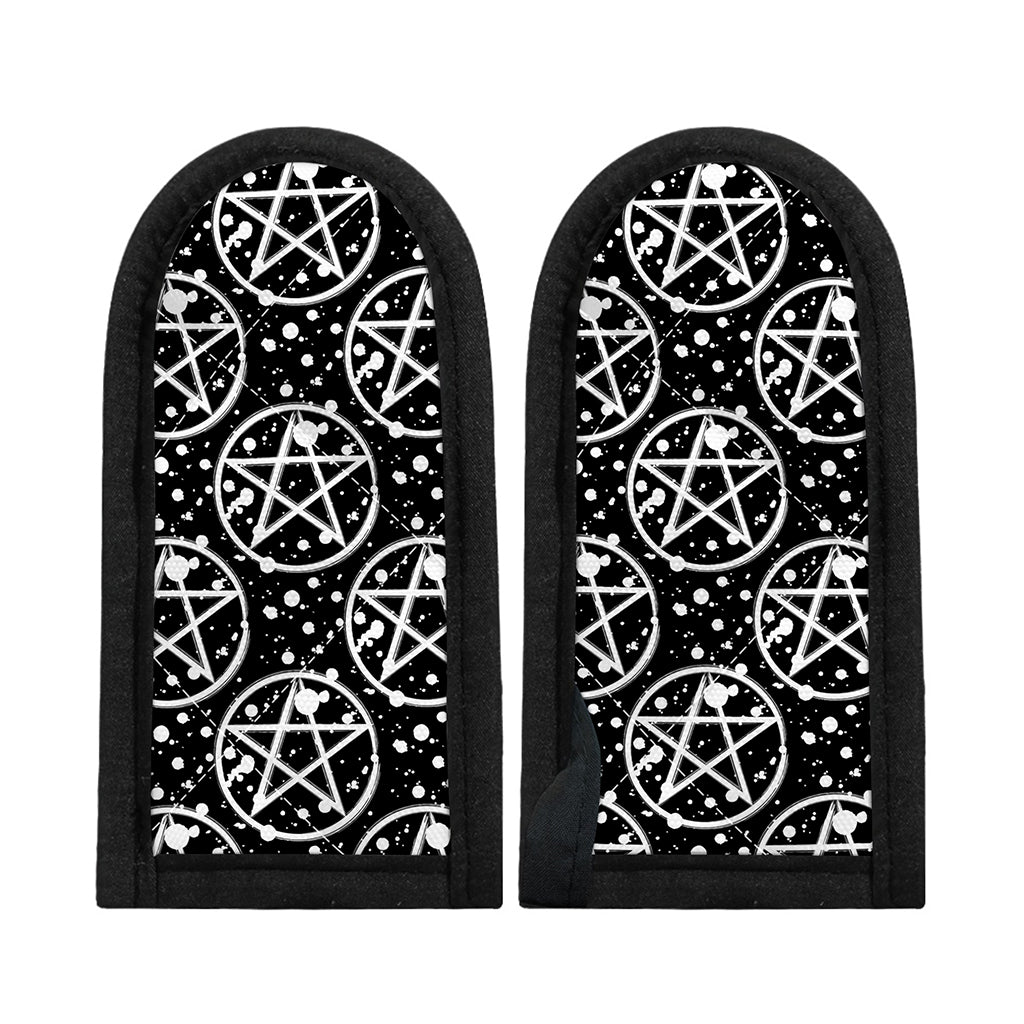 Black And White Wicca Pentagram Print Skillet Handle Cover