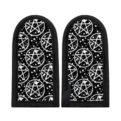 Black And White Wicca Pentagram Print Skillet Handle Cover