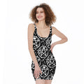 Black And White Wicca Pentagram Print Sleeveless Bodycon Dress