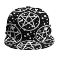 Black And White Wicca Pentagram Print Snapback Cap
