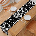 Black And White Wicca Pentagram Print Table Runner
