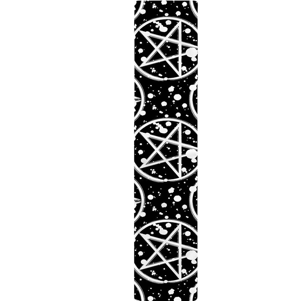 Black And White Wicca Pentagram Print Table Runner